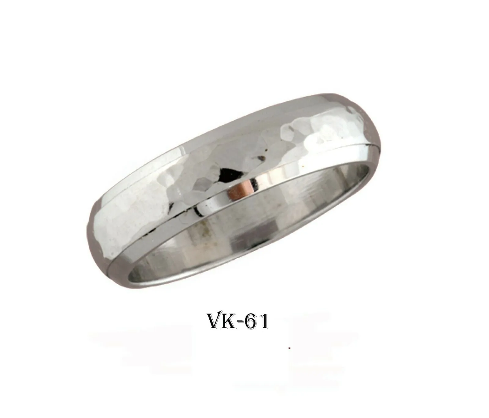 14k Solid Gold Elegant Ladies Modern Hammer Finished Flat Band 6MM Ring VK61v