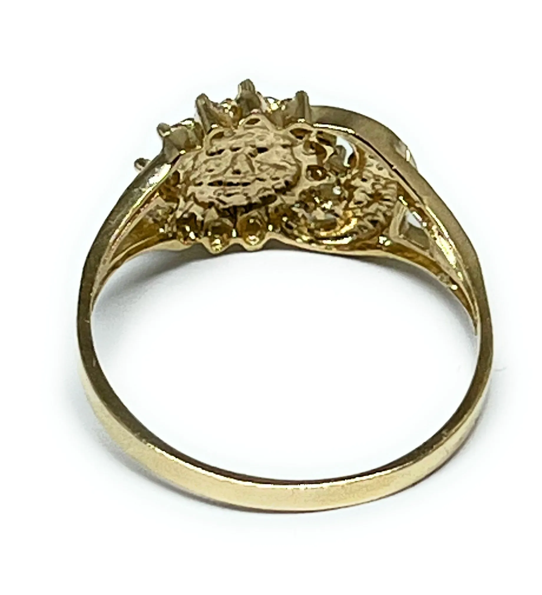 14k Solid Gold MOON & SUN CZ Ring