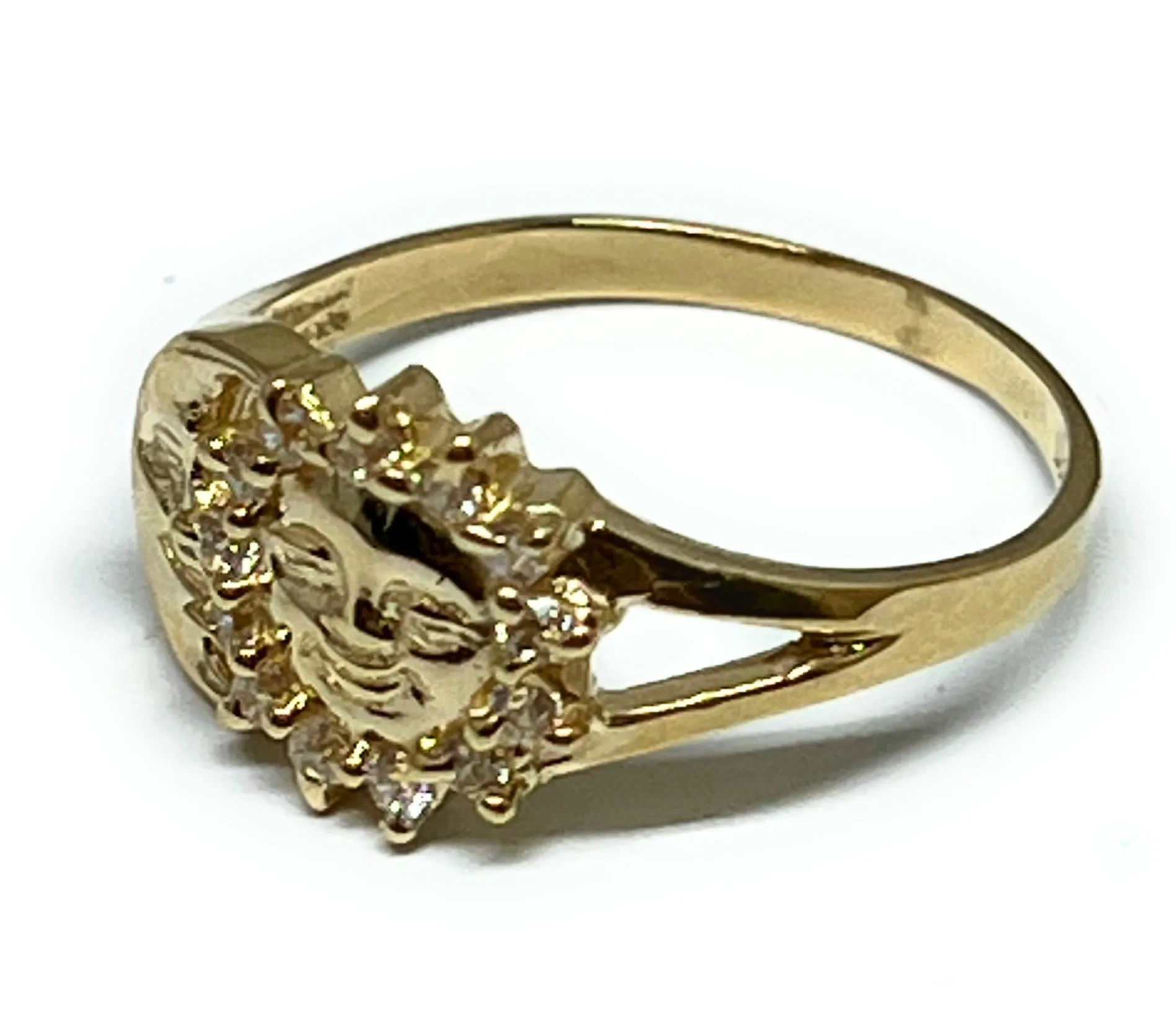 14k Solid Gold MOON & SUN CZ Ring