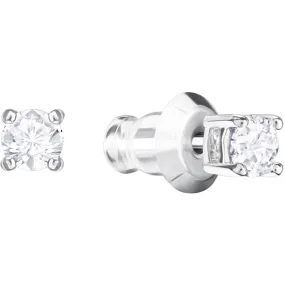 ATTRACT ROUND PIERCED EARRINGS - RHODIUM PLATING