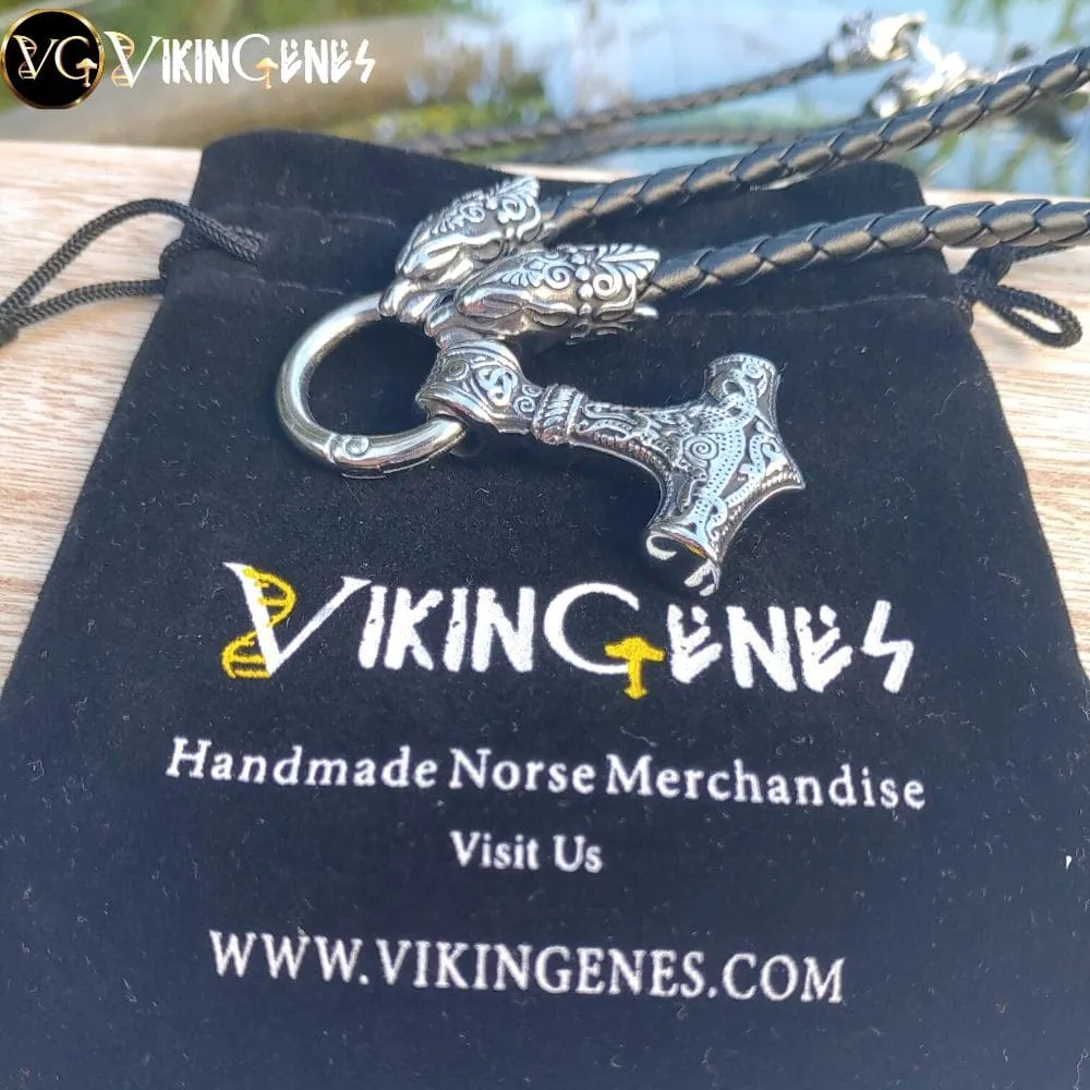 Bear Heads & Thor's Hammer Necklace