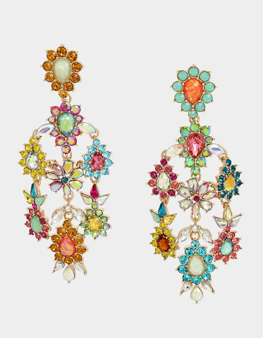 BETSEYS PARADISE FLOWER CHANDELIER EARRINGS MULTI