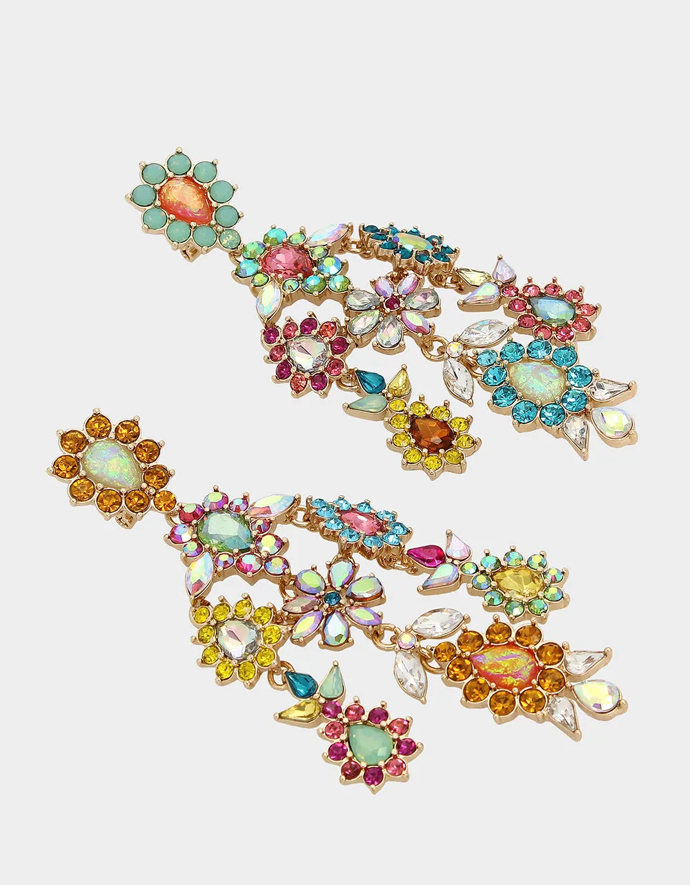 BETSEYS PARADISE FLOWER CHANDELIER EARRINGS MULTI