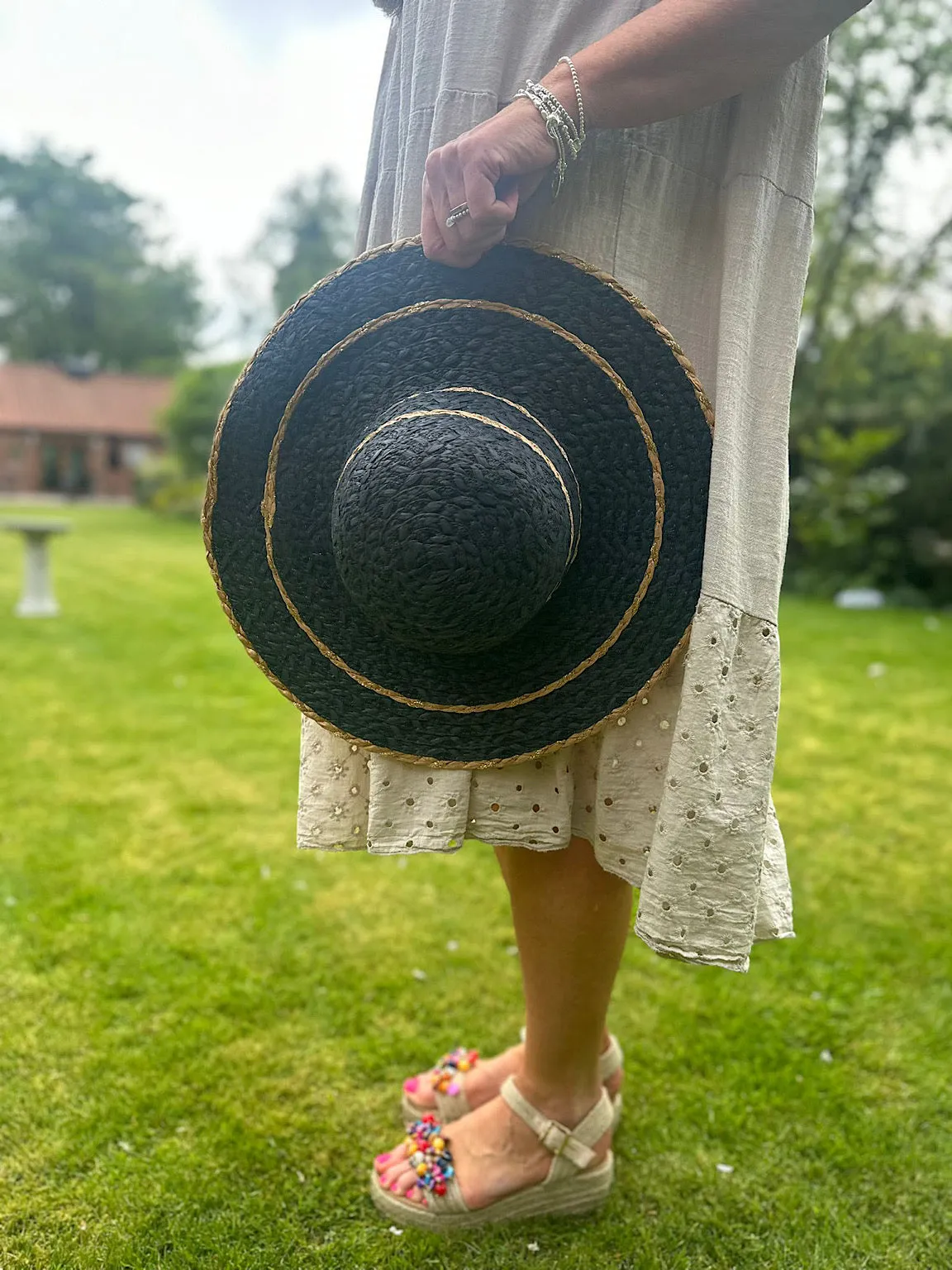 Black Gold Braid Sun Hat