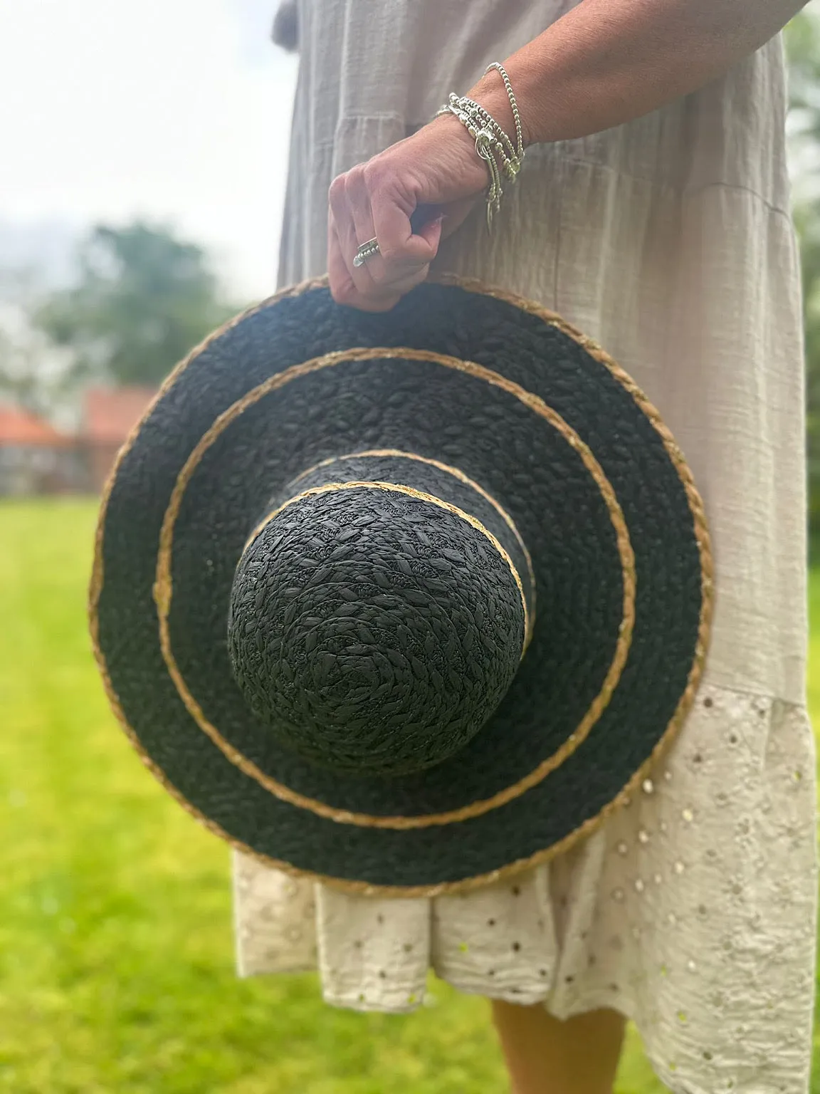 Black Gold Braid Sun Hat