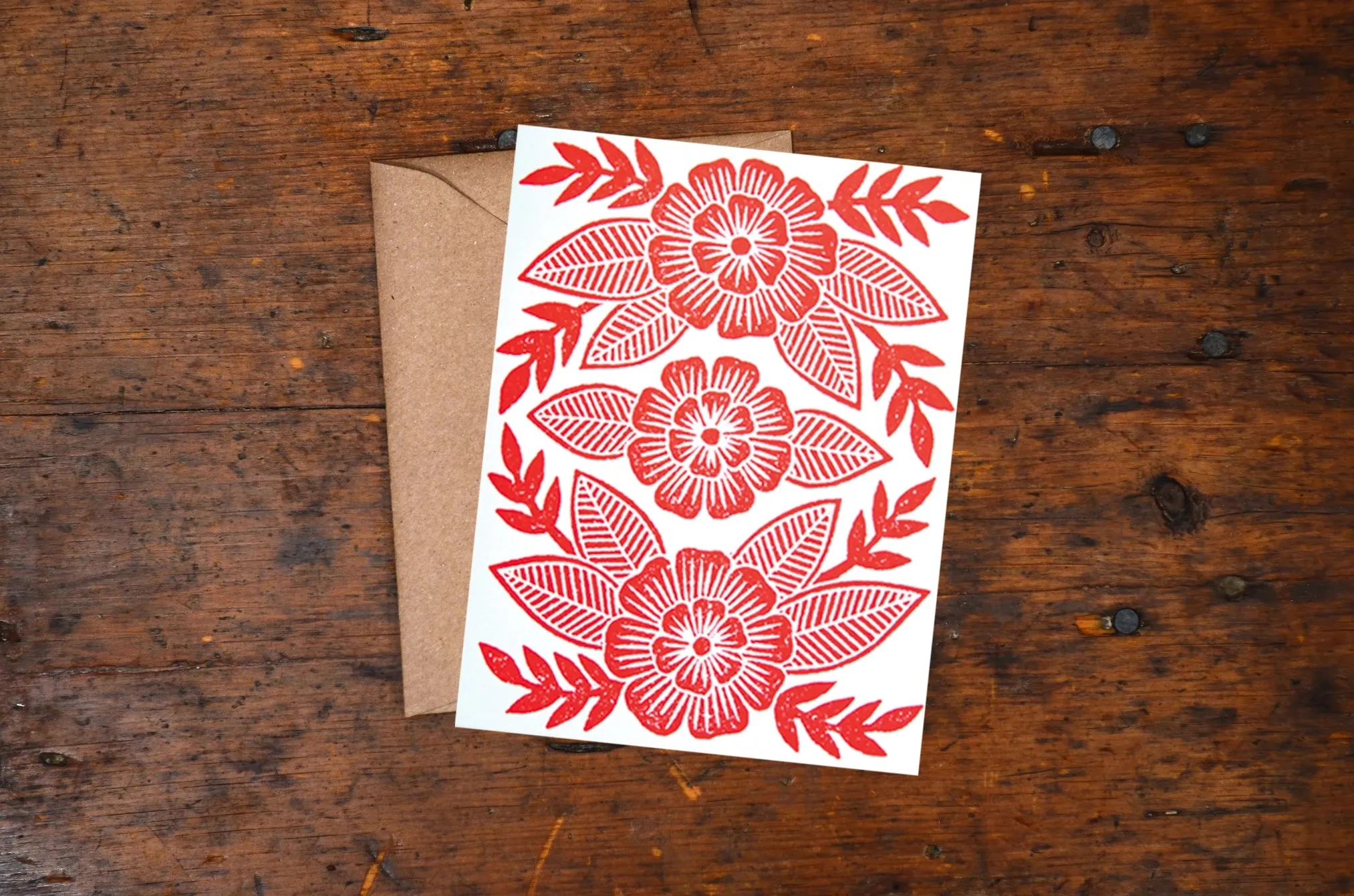 Block Printed Blank Notecard