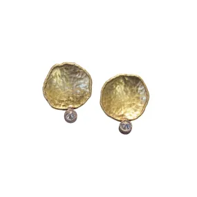 Disc and Diamond Stud Earring