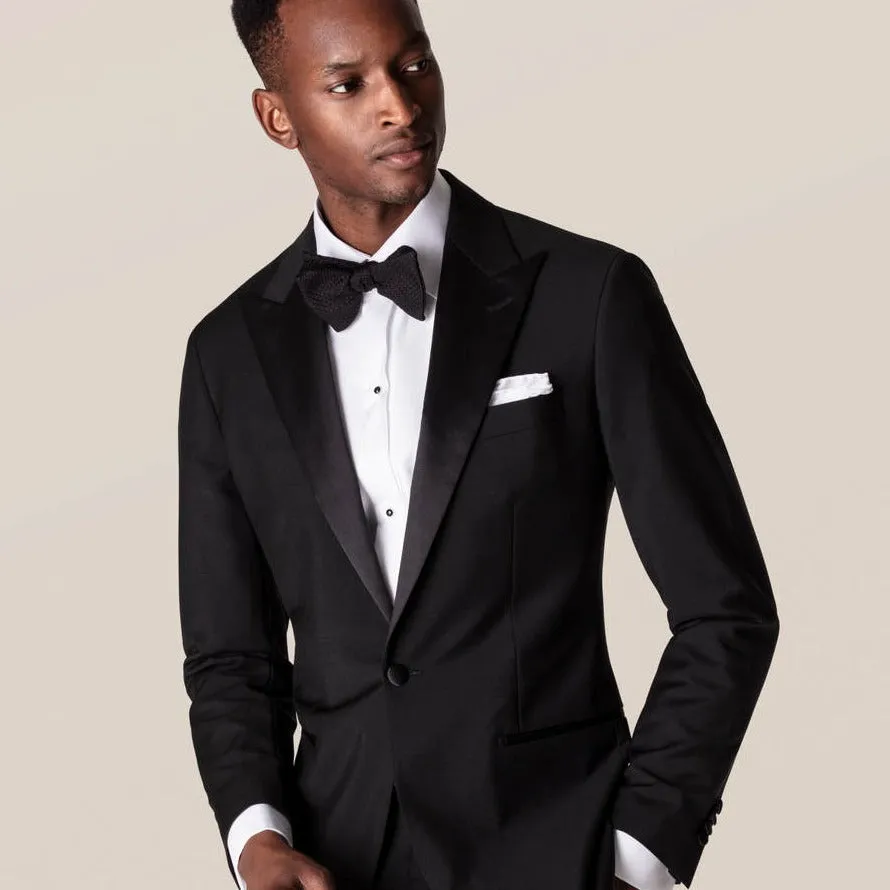 Eton White Piqué Black Tie Contemporary Fit Shirt