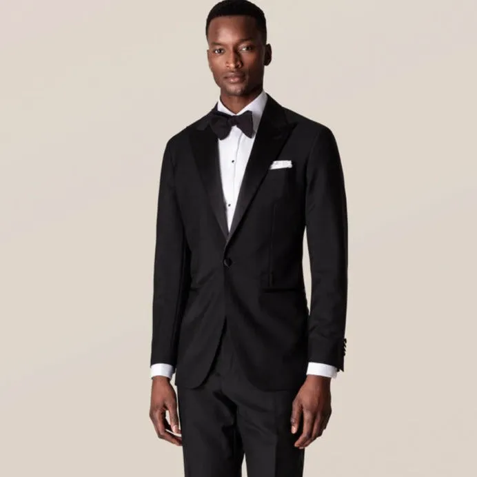 Eton White Piqué Black Tie Contemporary Fit Shirt