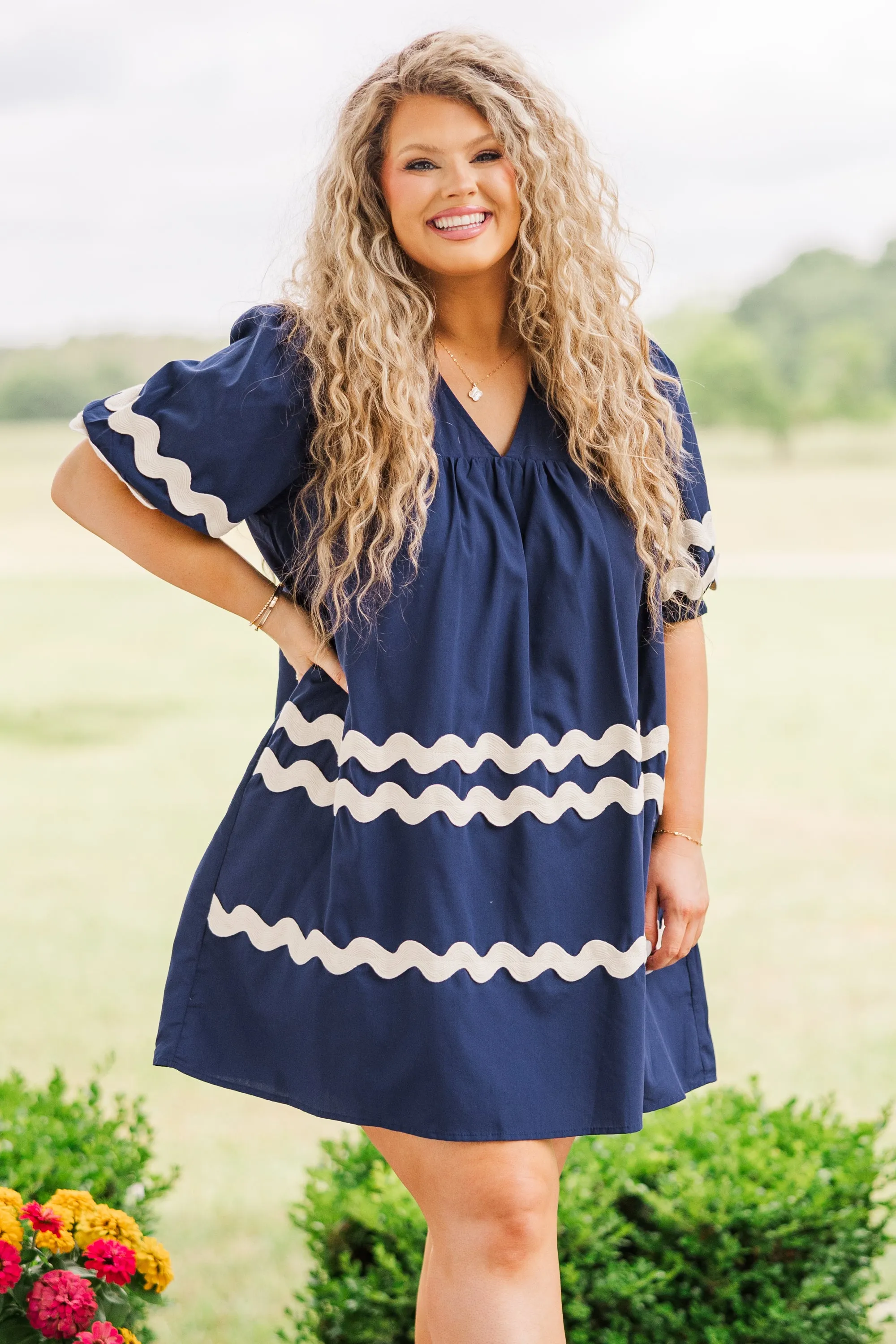 Farmers Market Stroll Dress, Navy