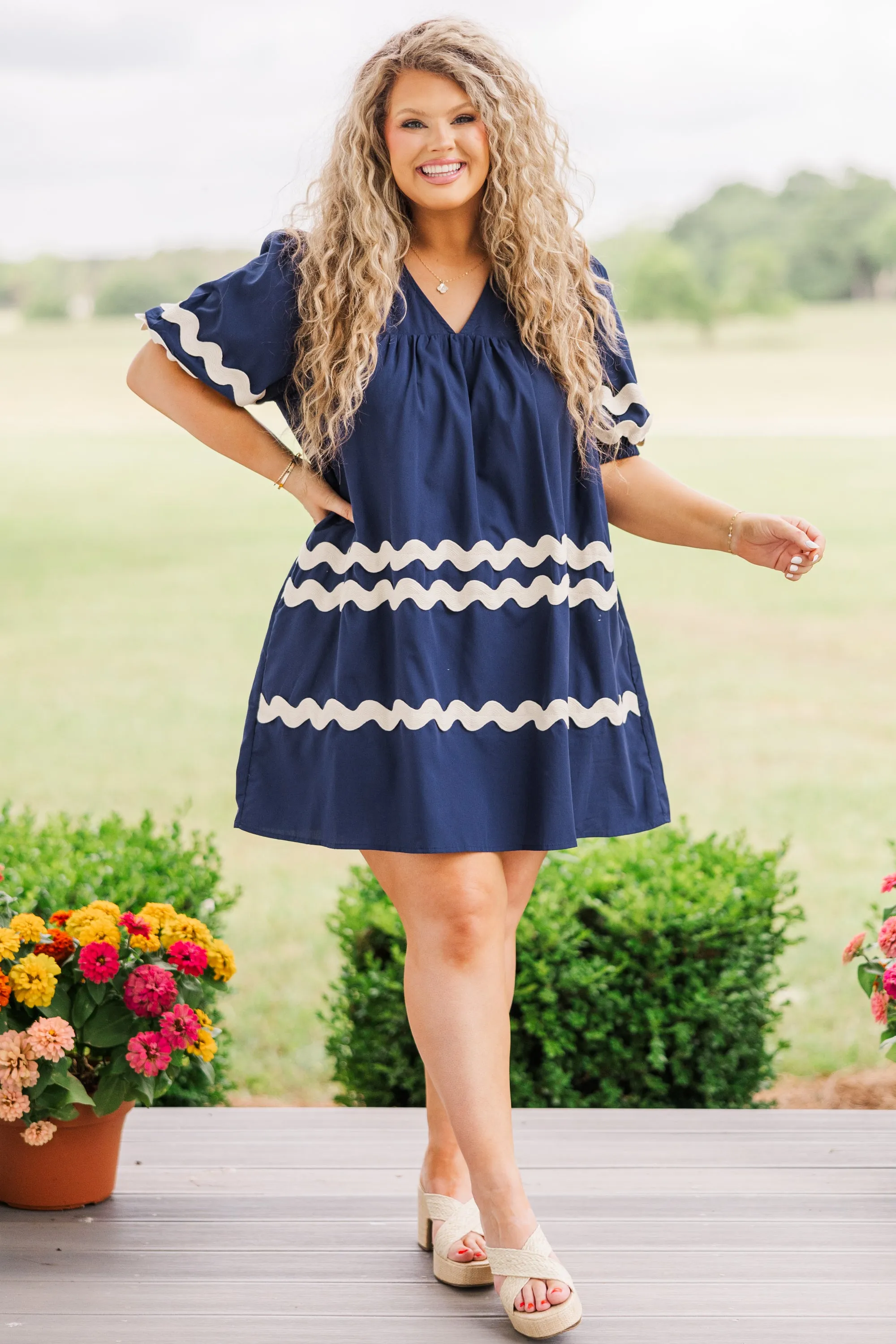 Farmers Market Stroll Dress, Navy