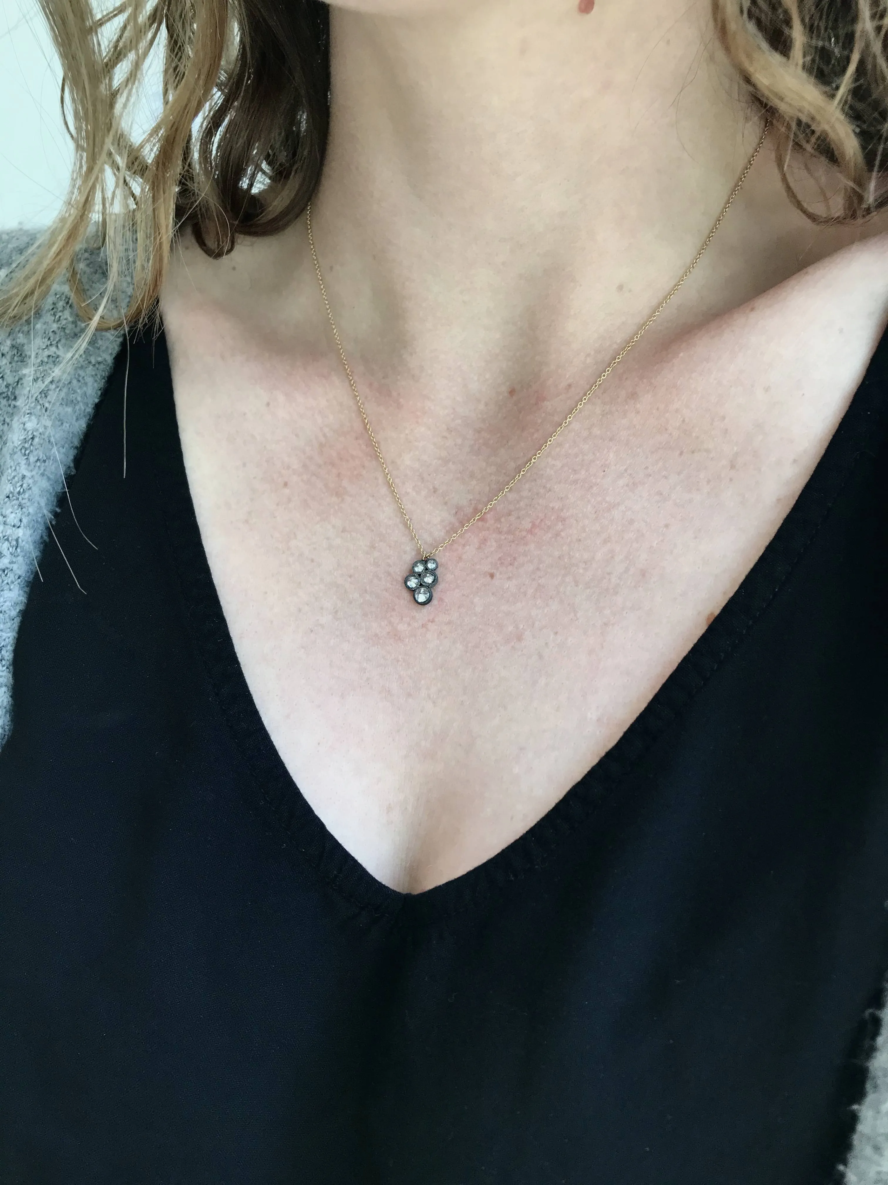 Five Diamond Bubble Necklace