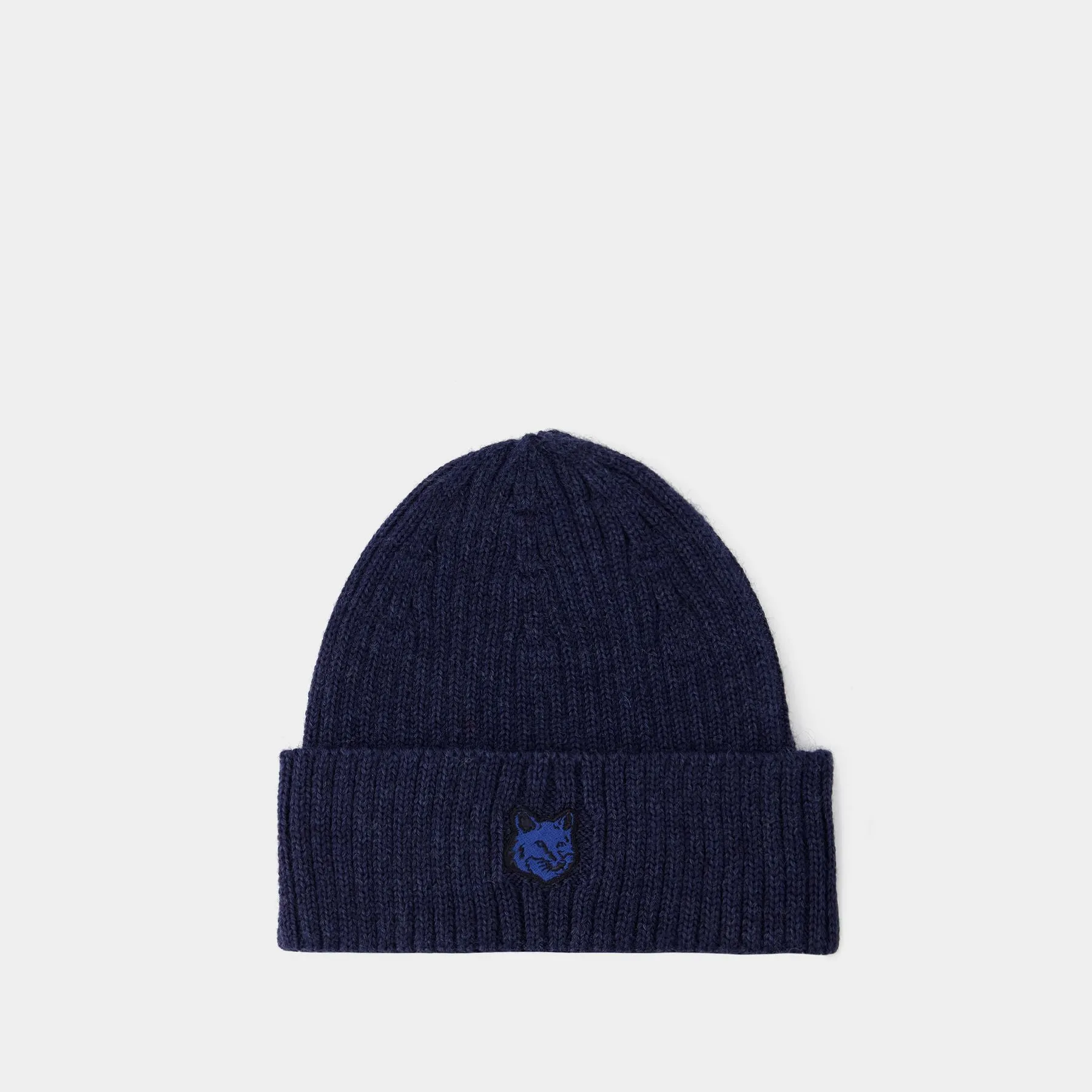 Fox Head Beanie - Maison Kitsune - Wool - Blue