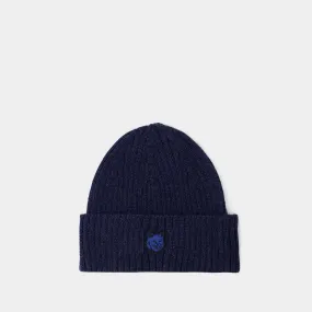 Fox Head Beanie - Maison Kitsune - Wool - Blue