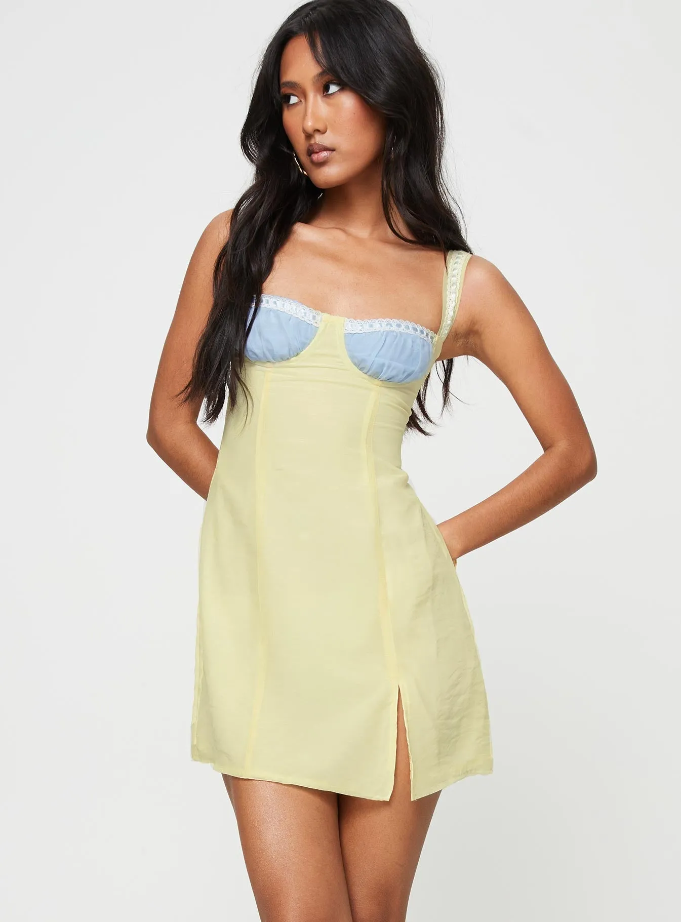 Fritelle Ribbon Mini Dress Yellow / Blue