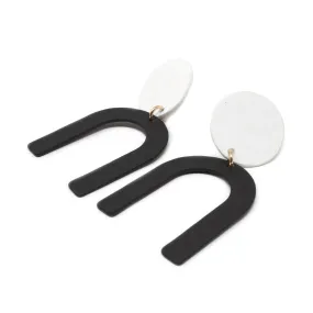 Geometric Chandelier Stud Earrings White Black