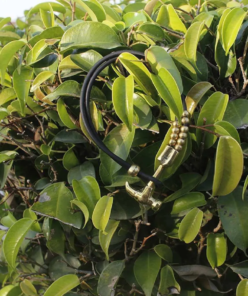 Gold Anchor Leather Bracelet