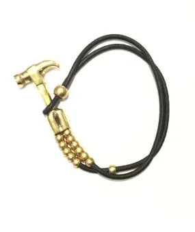 Gold Anchor Leather Bracelet