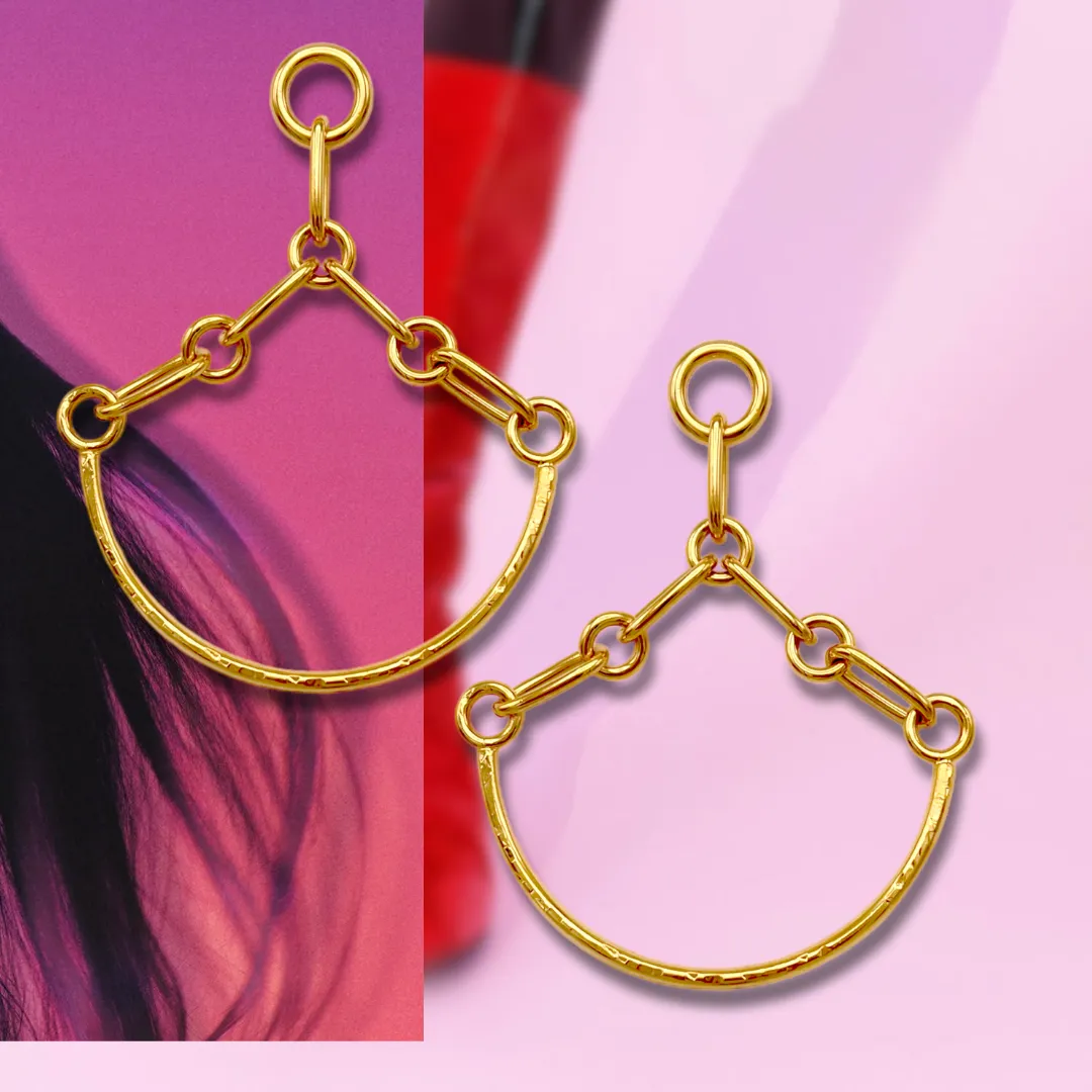 Gold Libra Link Chandelier Post Earrings