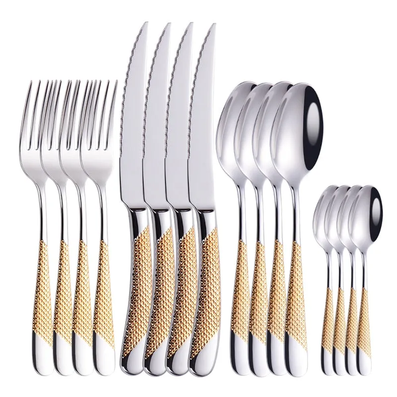 GOLDEN DINNERWARE KNIFE FORK SET - KITCHEN TOOL