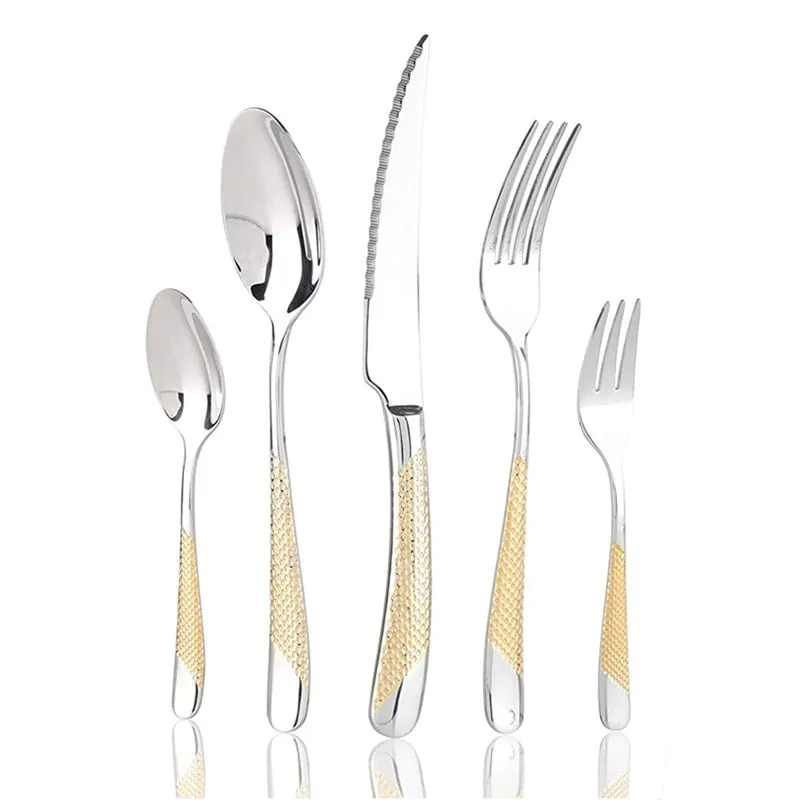 GOLDEN DINNERWARE KNIFE FORK SET - KITCHEN TOOL