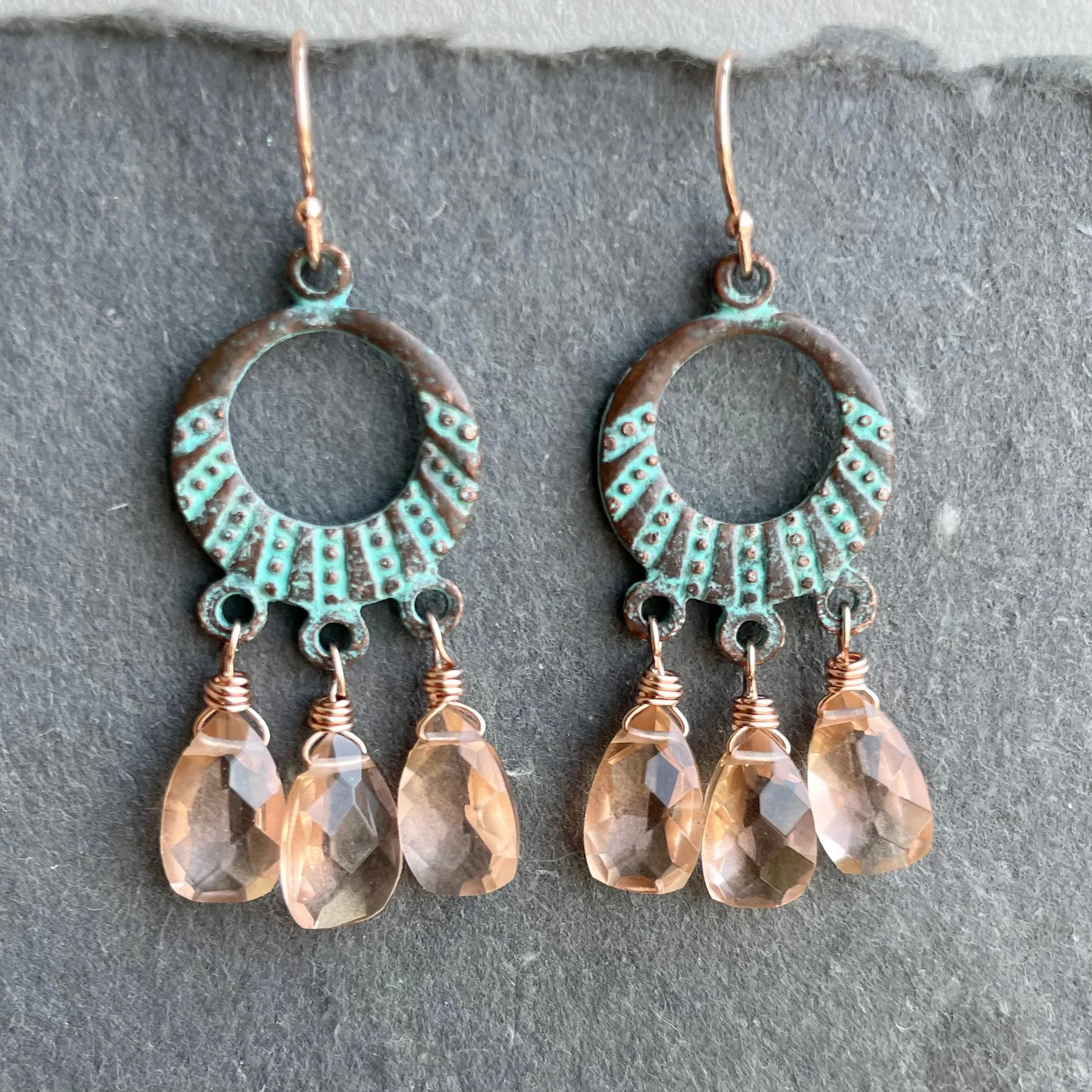 Grecian Shores Morganite Peach Chandelier Earrings