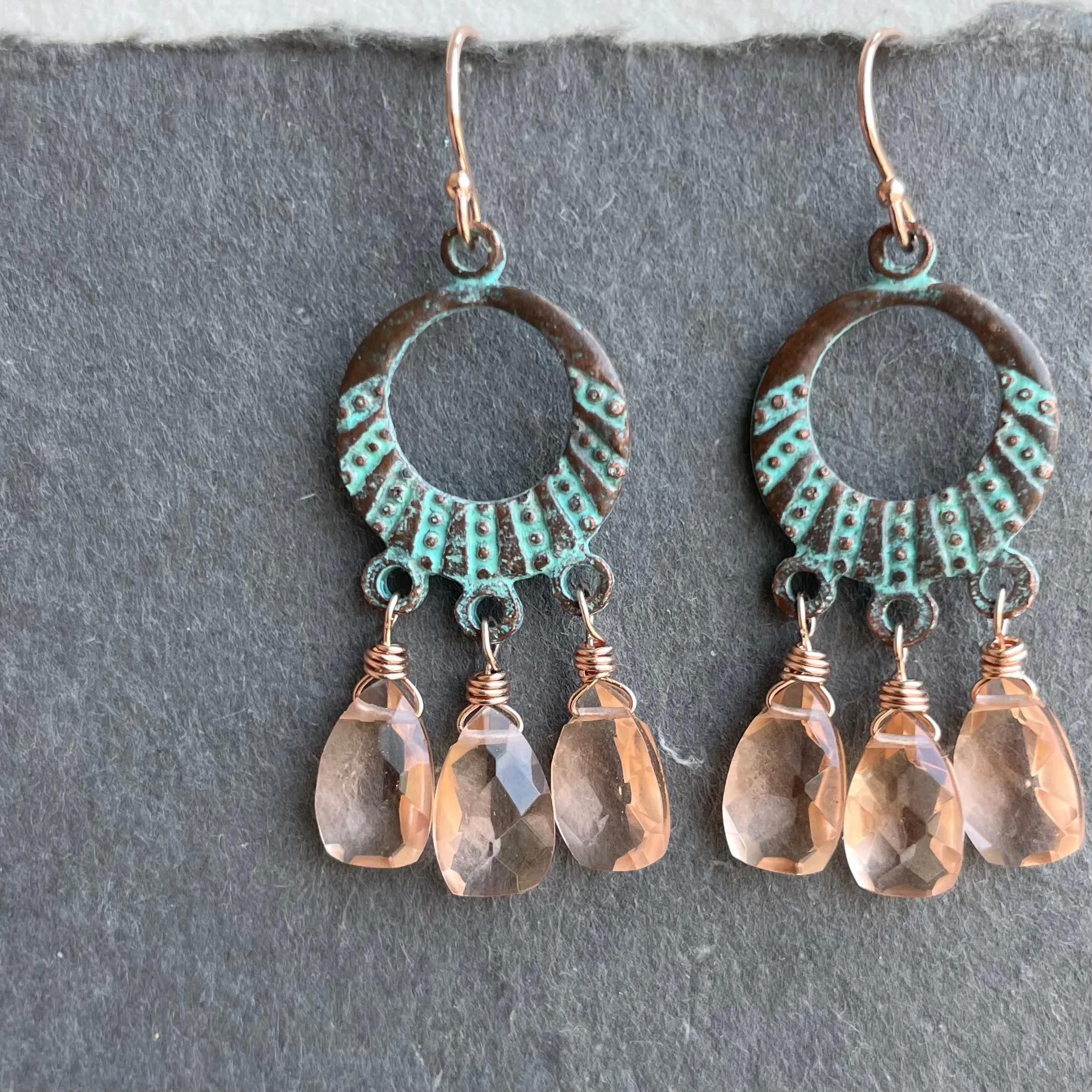 Grecian Shores Morganite Peach Chandelier Earrings