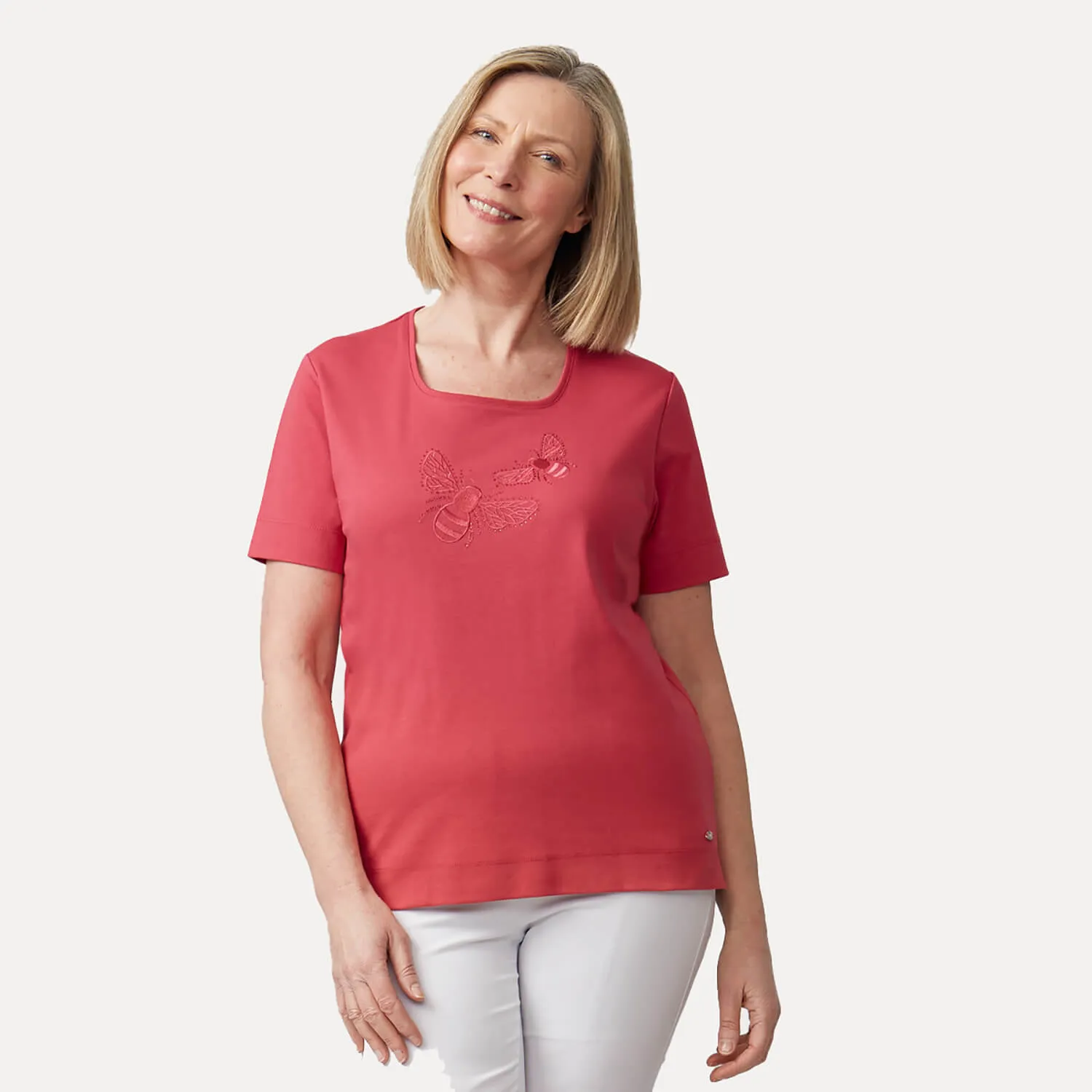 Honeybee Embroidered Pink Top - Azalea