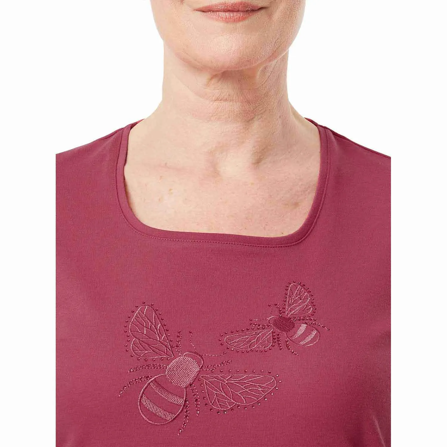 Honeybee Embroidered Pink Top - Azalea