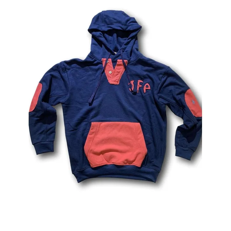 Just For Poor ARNAUX C RALPH LAUREN Felpa Unisex in Cotone con Cappuccio Blu Rosso