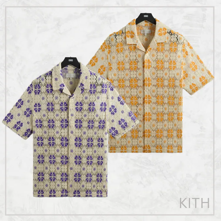 KITH NYC  |Flower Patterns Street Style Short Sleeves Logo Shirts