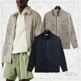 KITH NYC  |Paisley Street Style Long Sleeves Plain Logo Shirts