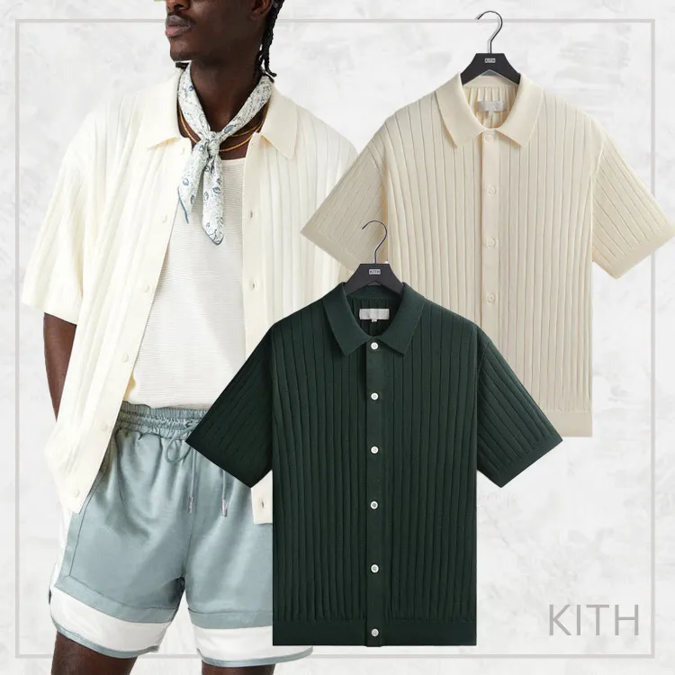 KITH NYC  |Stripes Street Style Plain Cotton Short Sleeves Logo Shirts