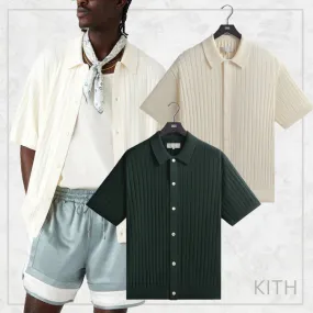 KITH NYC  |Stripes Street Style Plain Cotton Short Sleeves Logo Shirts