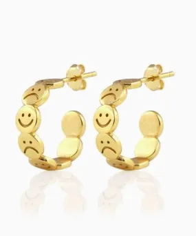 Kris Nations Happy and Sad Hoop Earrings - Gold