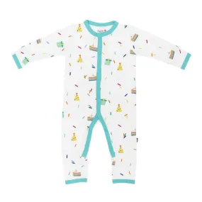 Kyte Baby Printed Snap Romper in Cloud Party