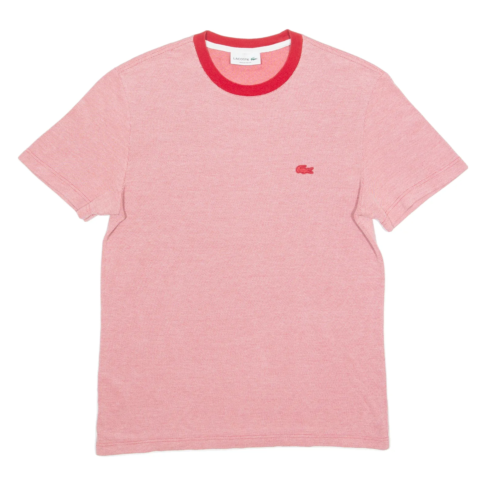 LACOSTE Mens T-Shirt Red Crew Neck L