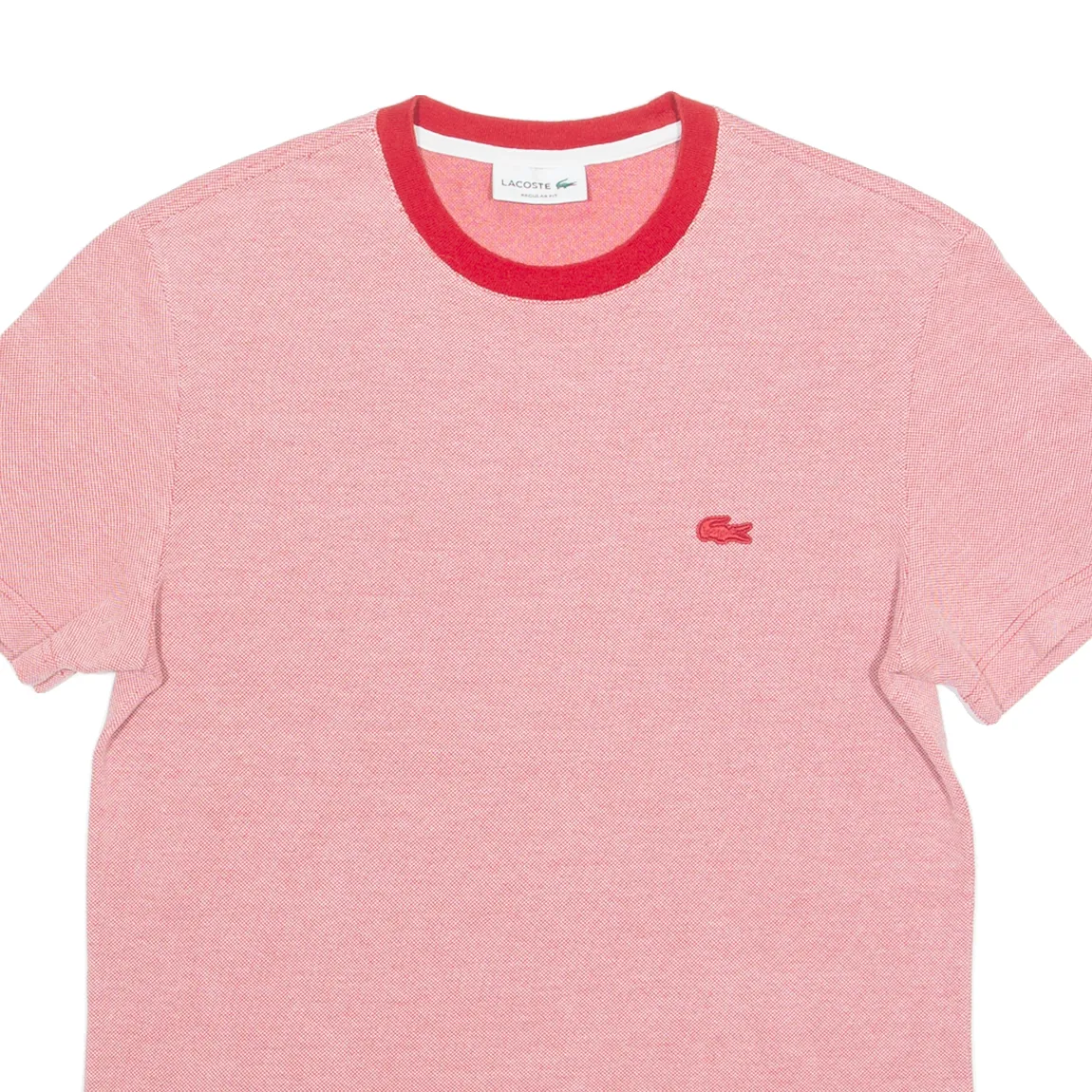 LACOSTE Mens T-Shirt Red Crew Neck L