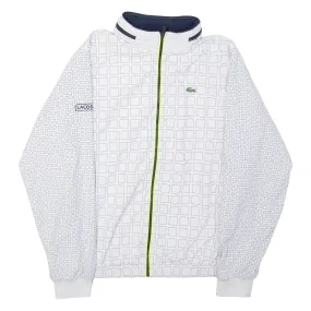 LACOSTE Mens Track Jacket White Hooded Geometric M