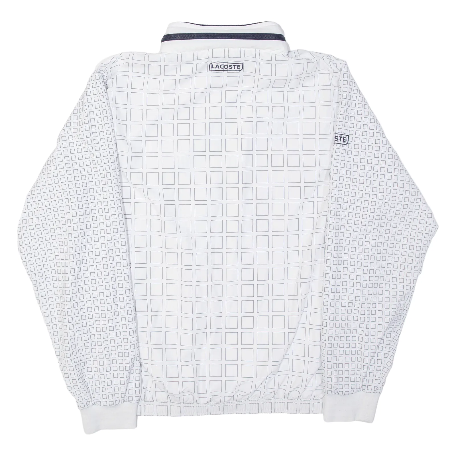 LACOSTE Mens Track Jacket White Hooded Geometric M