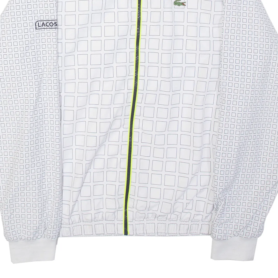 LACOSTE Mens Track Jacket White Hooded Geometric M