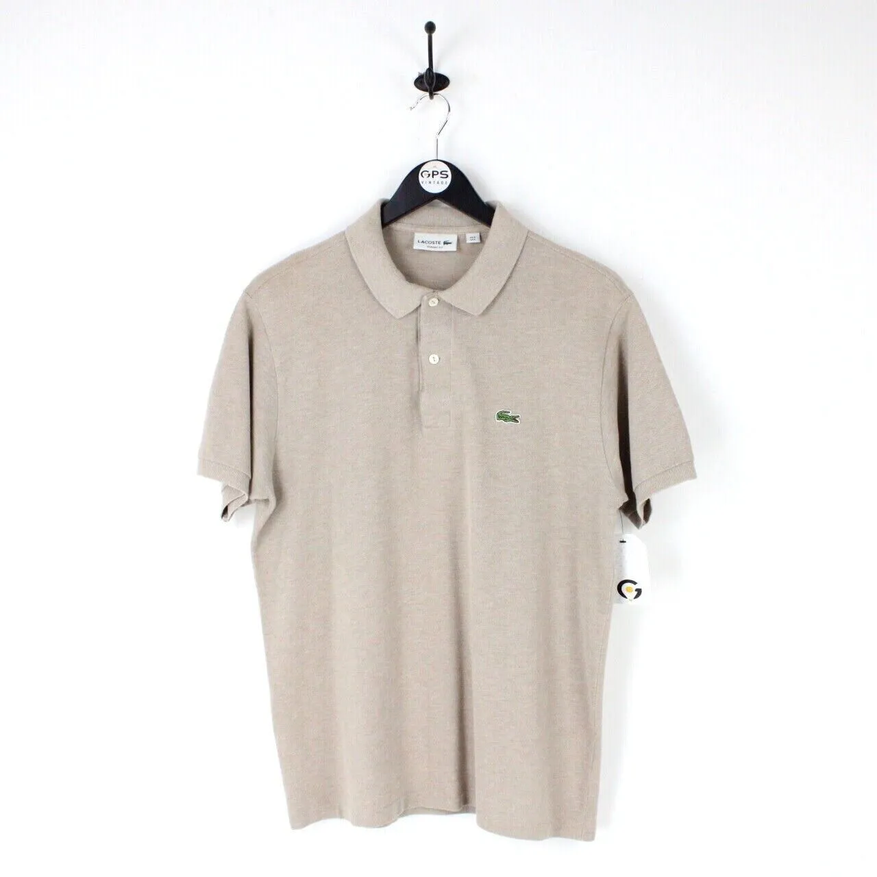 LACOSTE Polo Shirt Khaki Beige | Large