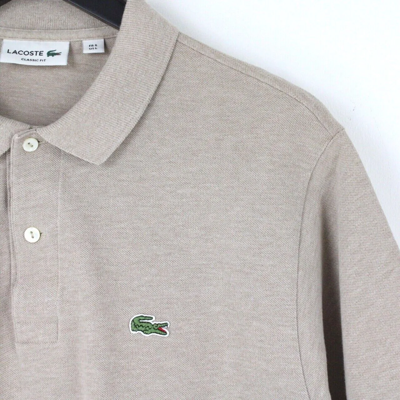 LACOSTE Polo Shirt Khaki Beige | Large