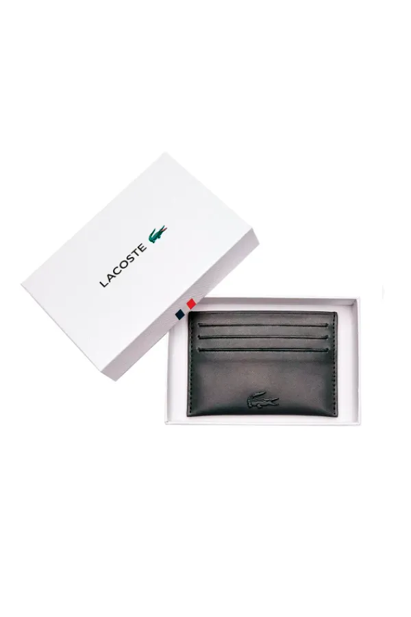 Lacoste Smooth Card Holder Black Leather