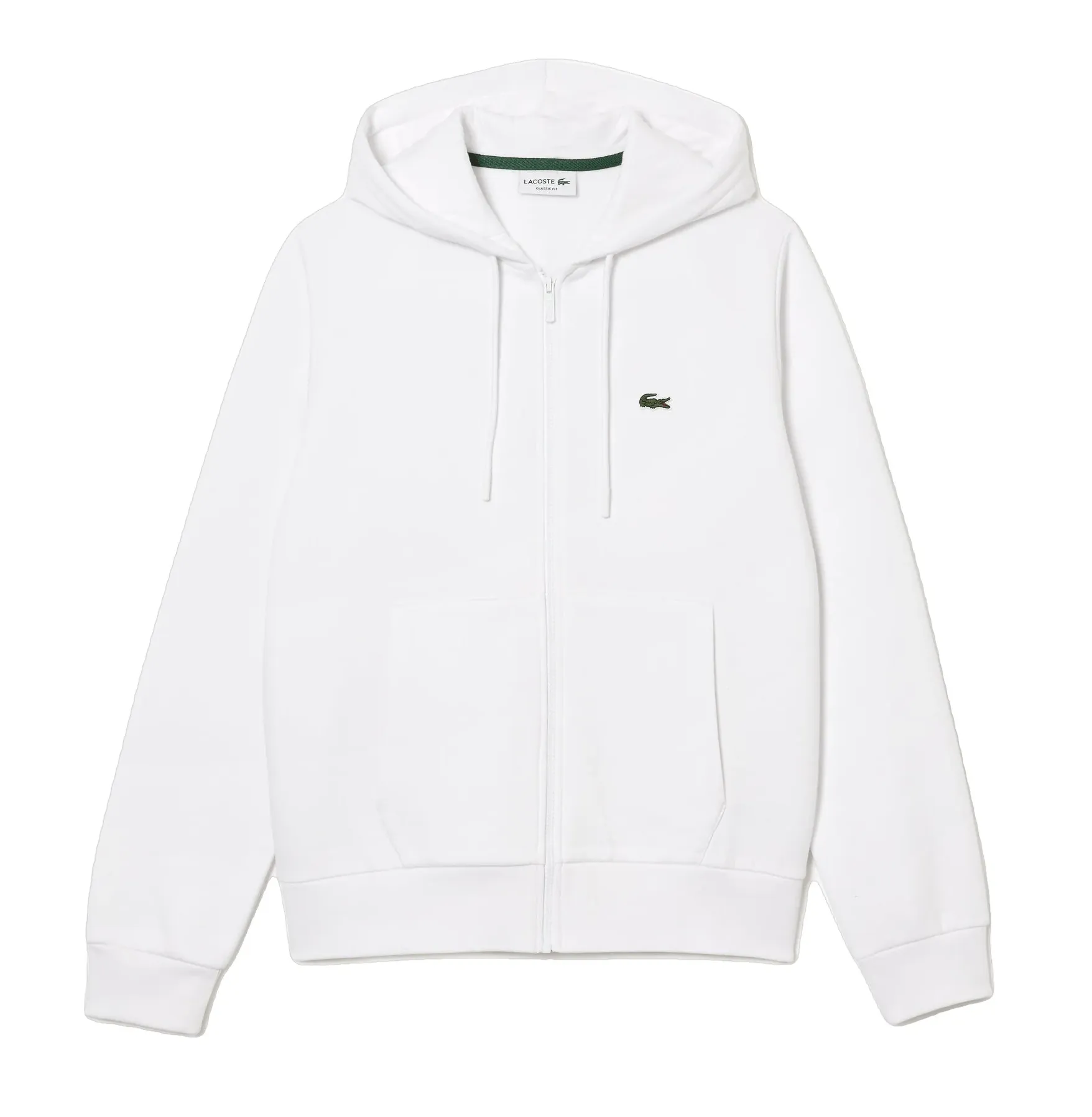 Lacoste Sweatshirt à capuche zippé blanc en molleton