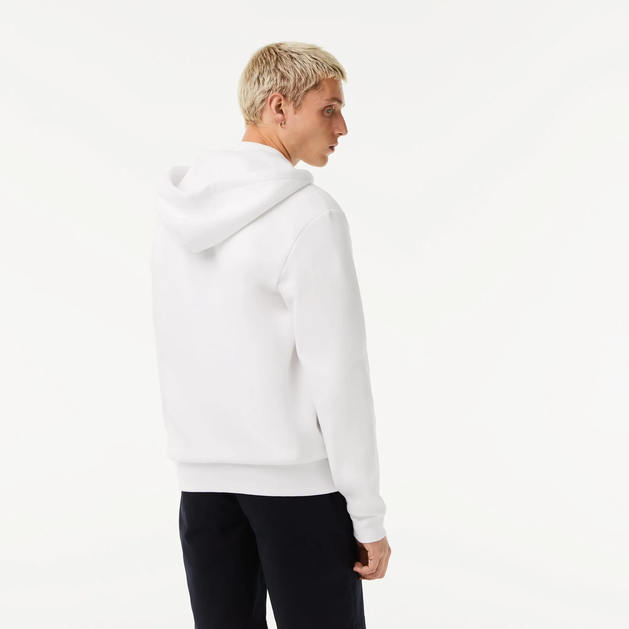 Lacoste Sweatshirt à capuche zippé blanc en molleton