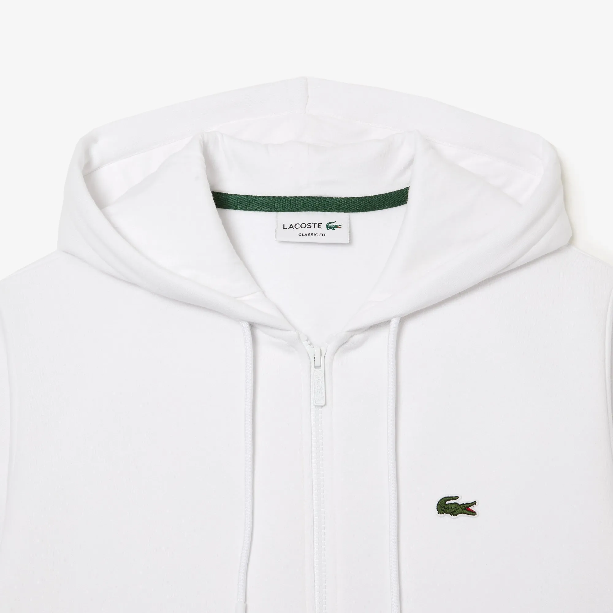 Lacoste Sweatshirt à capuche zippé blanc en molleton