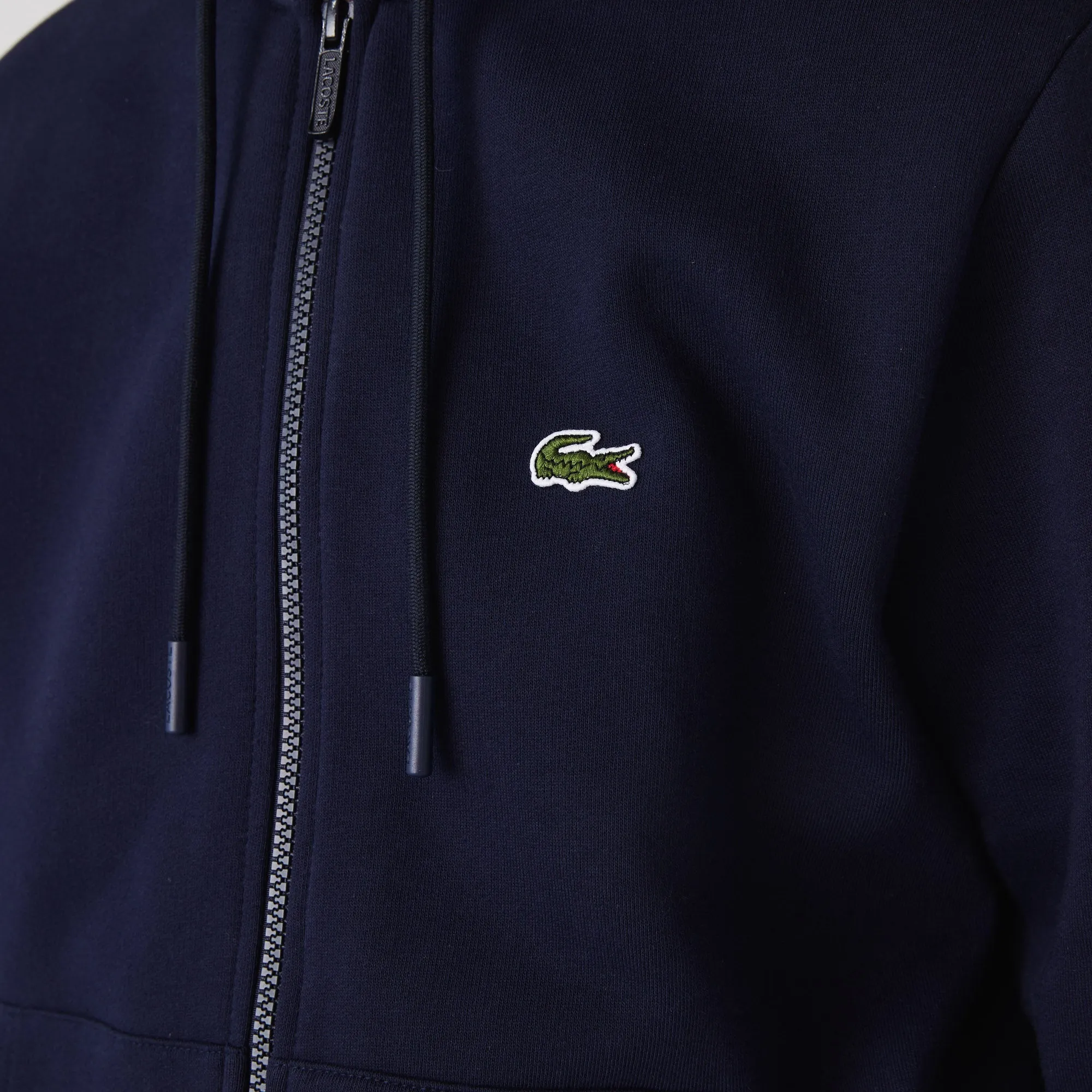 Lacoste Sweatshirt à capuche zippé Marine en molleton