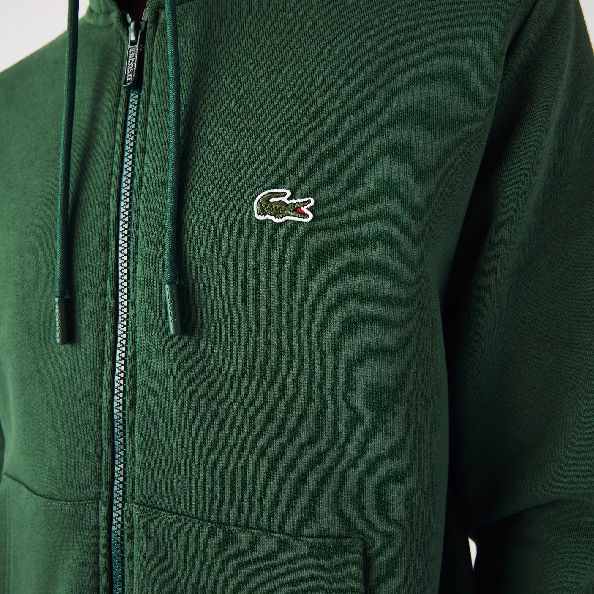 Lacoste Sweatshirt à capuche zippé vert en molleton