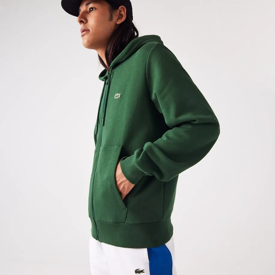 Lacoste Sweatshirt à capuche zippé vert en molleton